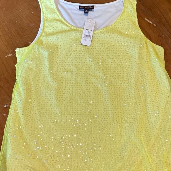 Sequin Yellow Tank Top Dana BUCHMAN size OX - Picture 7 of 17